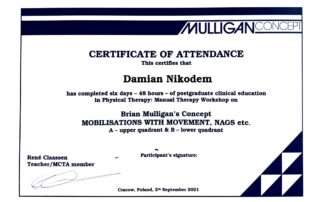 Damian Nikodem Certyfikat Mulligan